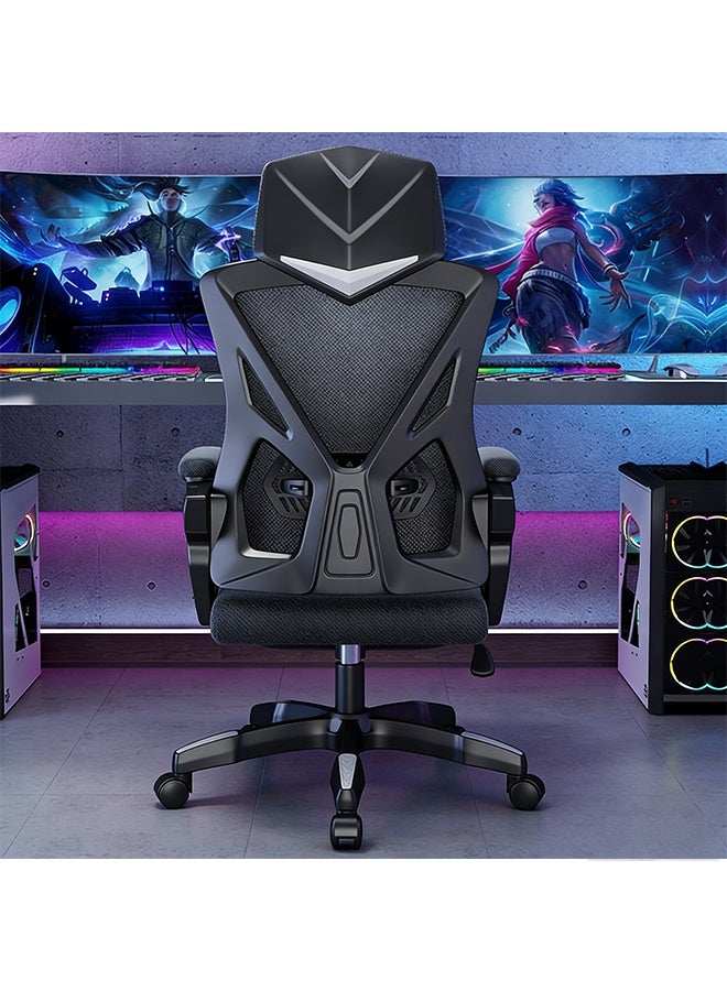 كرسي الألعاب ذات الحجم الكبير مع مساندة القدم القابلة للانسحاب ومساندة الظهر القابلة للتعديل ، دعم القطن والراحة التنفسية النسيج كرسي الكمبيوتر ، كرسي الدراسة ، كرسي المكتب - Image 2