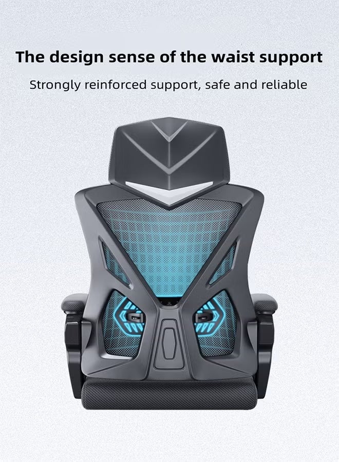 كرسي الألعاب ذات الحجم الكبير مع مساندة القدم القابلة للانسحاب ومساندة الظهر القابلة للتعديل ، دعم القطن والراحة التنفسية النسيج كرسي الكمبيوتر ، كرسي الدراسة ، كرسي المكتب - Image 4