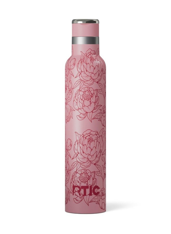 RTIC 20oz Journey Water Bottle Ceramic Lined Metal Stainless Steel Vacuum Insulated, BPA Free, Reusable, for Water, Hot and Cold Drinks, Travel, Sports, Camping, Pink Peonies - Image 1