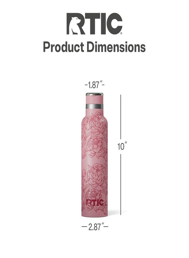 RTIC 20oz Journey Water Bottle Ceramic Lined Metal Stainless Steel Vacuum Insulated, BPA Free, Reusable, for Water, Hot and Cold Drinks, Travel, Sports, Camping, Pink Peonies - Image 4