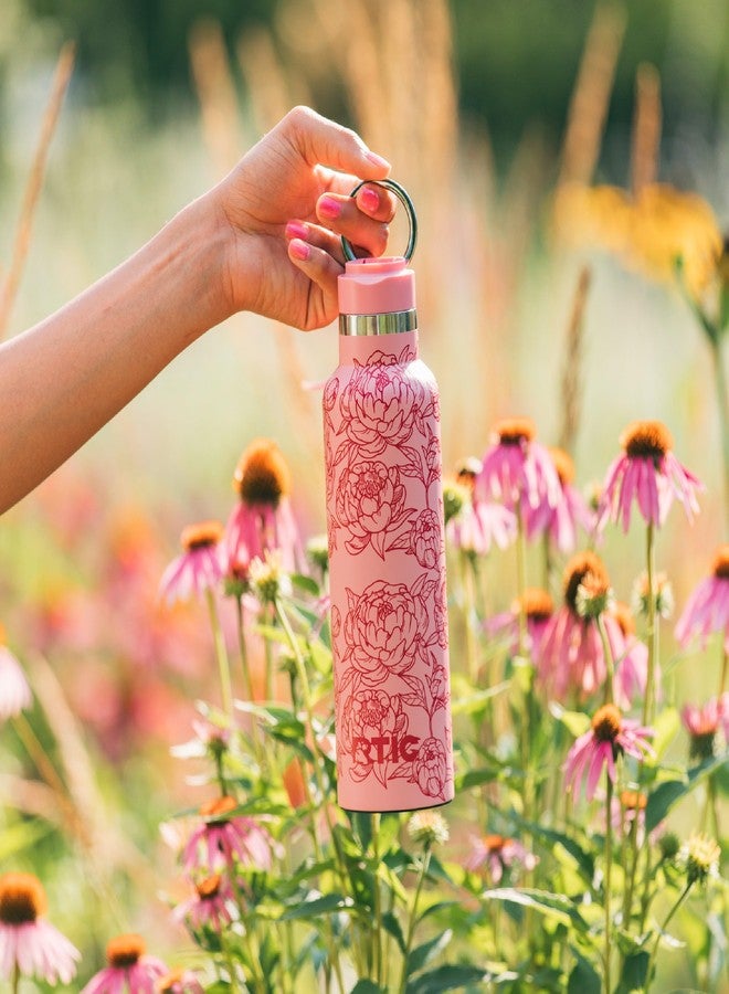 RTIC 20oz Journey Water Bottle Ceramic Lined Metal Stainless Steel Vacuum Insulated, BPA Free, Reusable, for Water, Hot and Cold Drinks, Travel, Sports, Camping, Pink Peonies - Image 5