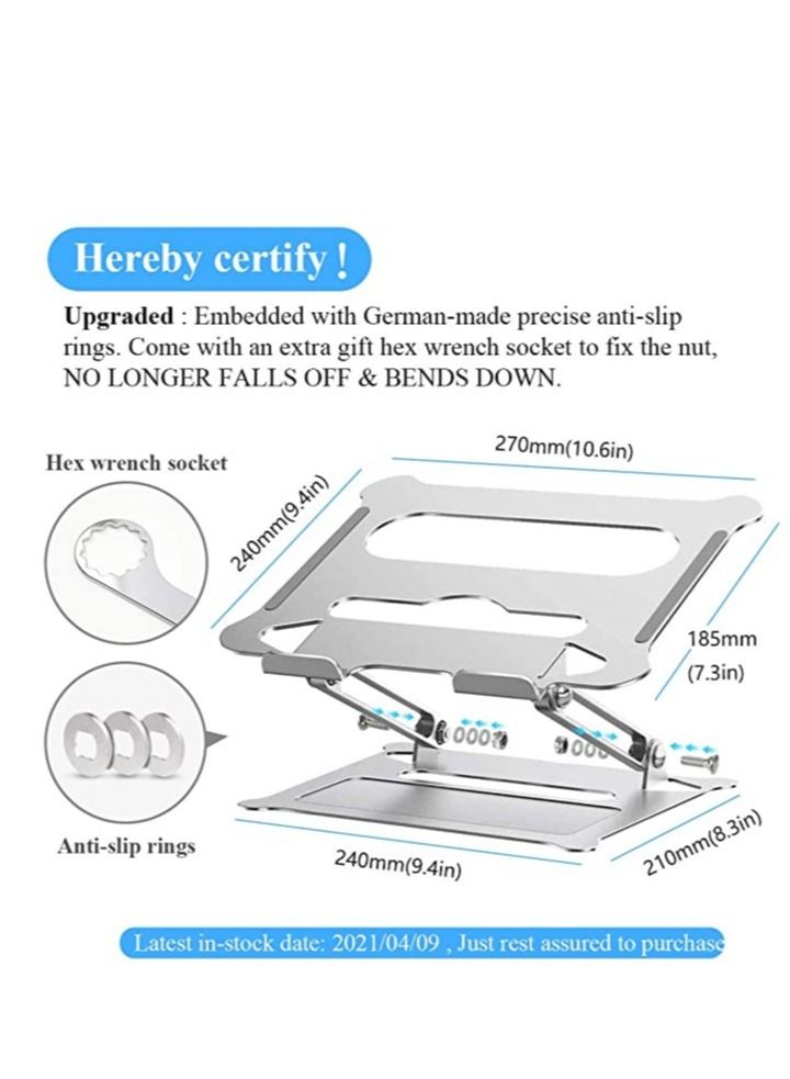 ELTRAZONE Adjustable Laptop Stand for Desk, Ergonomic Portable Aluminum Laptop Desk Stand - Image 5