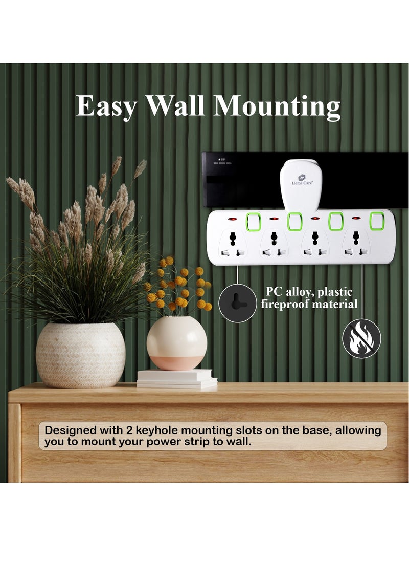 Home Care Home Care Multi Plug Extension Socket, 4 Way Electrical Outlet Extender, Universal Plug Adapter, Charging Station for Home, Office, Kitchen, Individually Switched, Product registered under (ECAS).  - Image 5