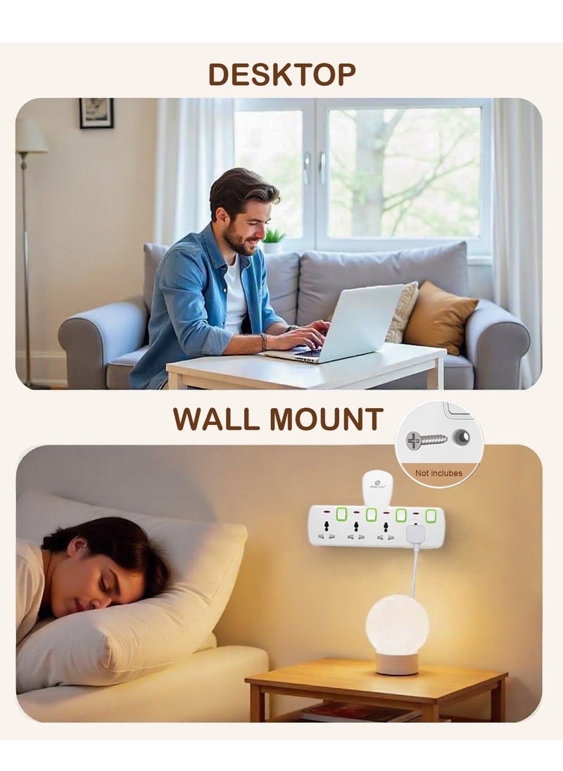 Home Care Home Care Multi Plug Extension Socket, 4 Way Electrical Outlet Extender, Universal Plug Adapter, Charging Station for Home, Office, Kitchen, Individually Switched, Product registered under (ECAS).  - Image 2
