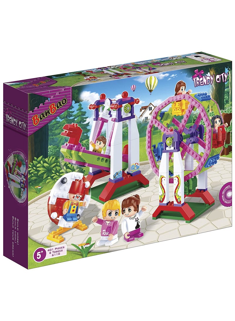 BanBao مجموعة ألعاب البناء بانباو مدينة الملاهي العصرية 401 قطعة | مجموعة ألعاب تعليمية | مجموعة طوب للبناء لتطوير عقل الطفل - Image 1