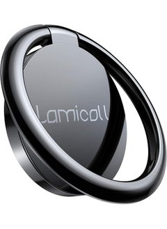 Lamicall Cell Phone Ring Holder Finger Stand Phone Kickstand 360° Rotation Polished Metal Grip Compatible With Iphone 16 15 14 13 12 Pro Max Galaxy S24 23 S22 S21 All Android Smartphone Black  - Image 1