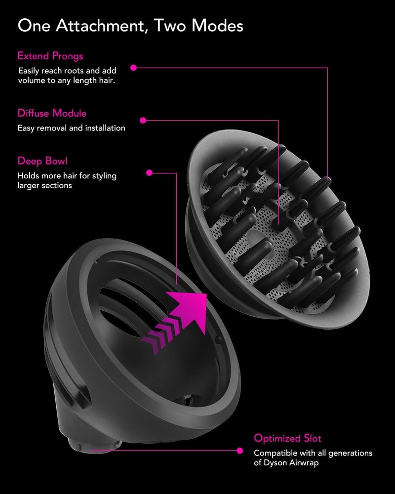 ملحق توزيع الهواء Wave+Curl لأداة Dyson Airwrap، ملحق فوهة محسن لأداة Dyson Airwrap HS01/HS05/HS08، مناسب لأنواع الشعر المموج أو الكيرلي أو الخشن. - Image 5