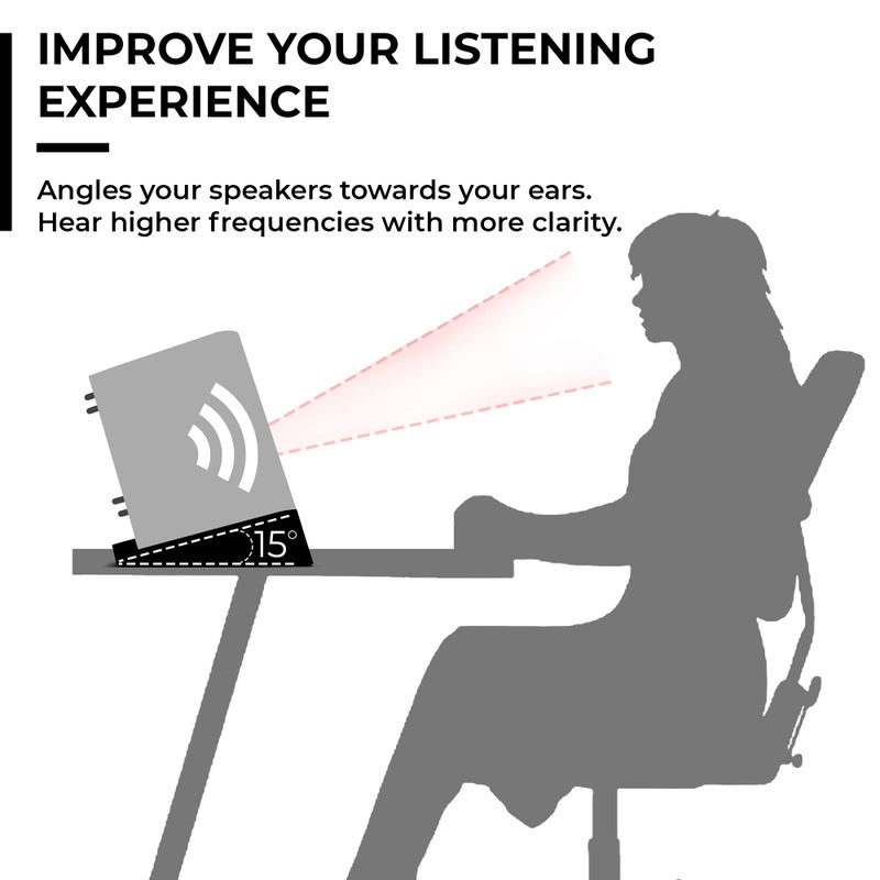 HumanCentric حامل مكبرات الصوت المكتبي HumanCentric، حامل مكبرات الصوت للسطح لمكبرات الصوت المتوسطة، ويدج مضاد للاهتزاز من السيليكون، حامل مكبرات الصوت للكمبيوتر، المكتبة، واستوديو، أسود، متوسط - Image 4