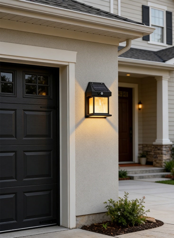 موندا عبوة من مصباحين جداريين خارجيين يعملان بالطاقة الشمسية، مقاومين للماء بمعيار IP43، مزودين بمستشعر حركة، مناسبين للحديقة والشرفة والفناء. - Image 4