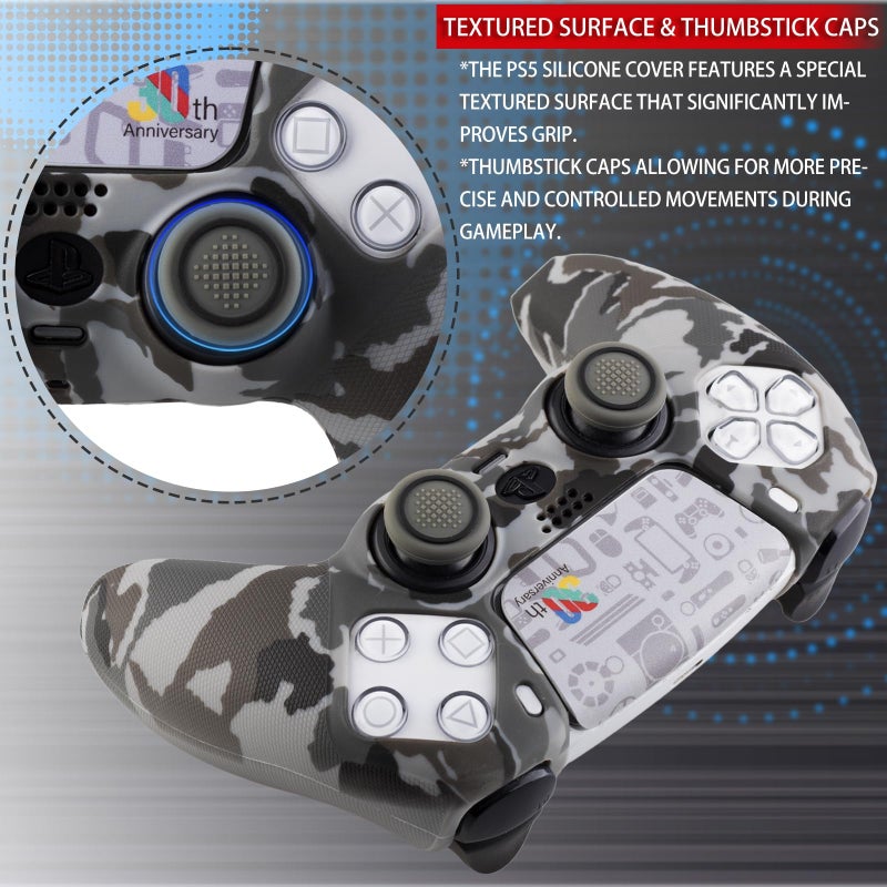 YoRHa Non-Slip Silicone Cover for PS5 Controller with Thumbstick Caps x 2 & Sticker x 1(30 Years aAnniversary) - Image 2