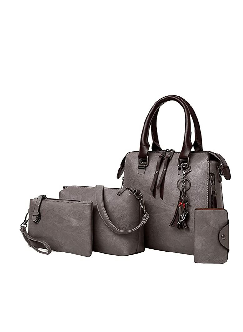 Dubkart Women's Shoulder/Crossbody/Tote and Handbag Set Of 4 for Traveling/Party/Shopping/Gift and Casual Use (Grey) - Image 1