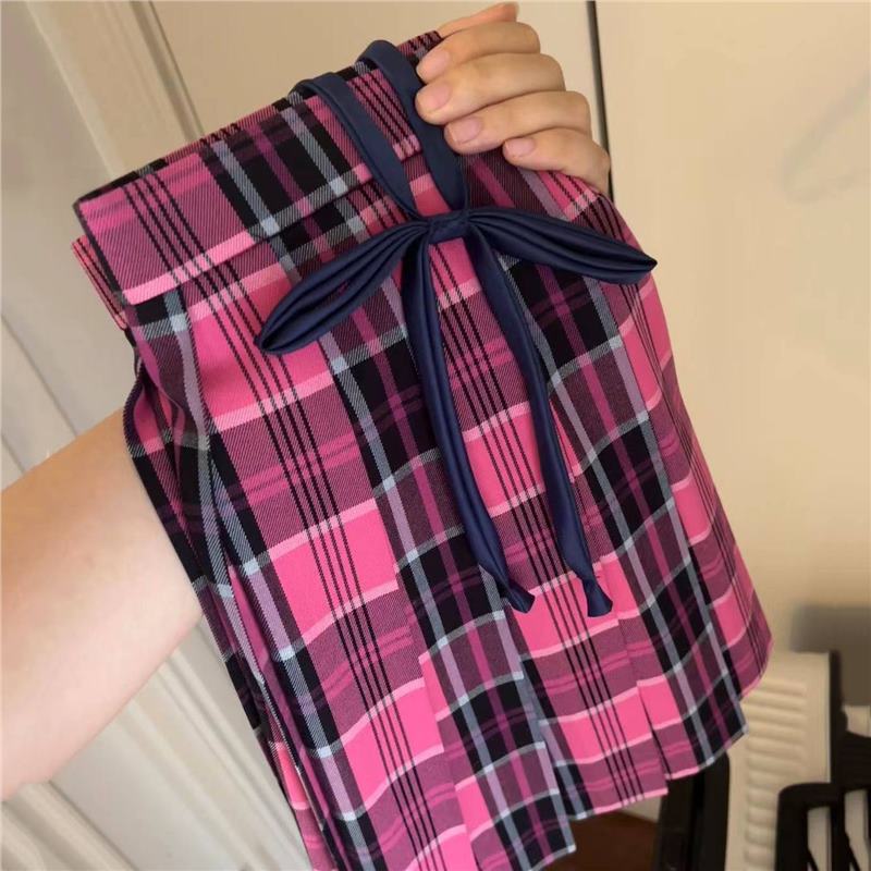 Xiao Mei/Original School Supply Jk Plaid Skirt Student A-Line Skirt Academic Style Rose Pleated Skirt - Image 5
