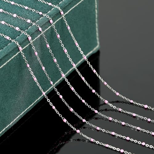 UMAOKANG 10 Meters Stainless Steel Chain for Jewelry Making Pink Enamel Beaded Chains Bulk Women Necklace Bracelet DIY Jewelry Findings - Image 5