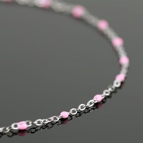 UMAOKANG 10 Meters Stainless Steel Chain for Jewelry Making Pink Enamel Beaded Chains Bulk Women Necklace Bracelet DIY Jewelry Findings - Image 4