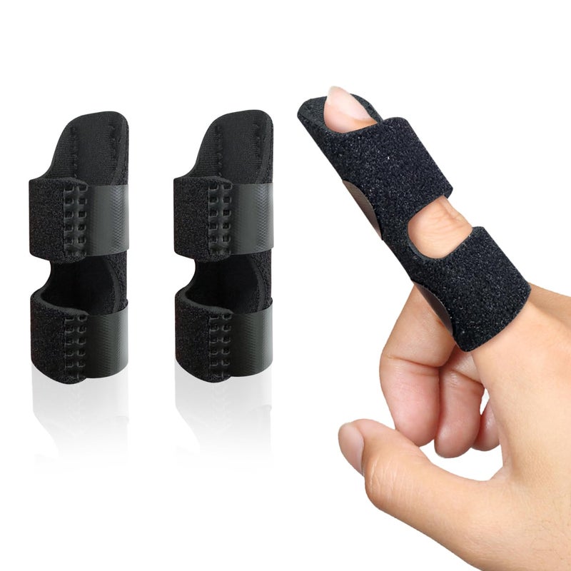 Finger Splint Universal Trigger Finger Brace for BrokenArthritis Pain and Sprain Relief Splints for Middle Index Ring 2 PackBlack