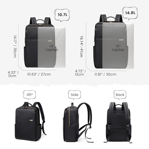 GOLF QUALITY Laptop Backpack for Women, Work Business Traval Computer Backpacks with Laptop Compartment Waterproof Casual Daypack for Travel College,16Inch,Black - Image 4