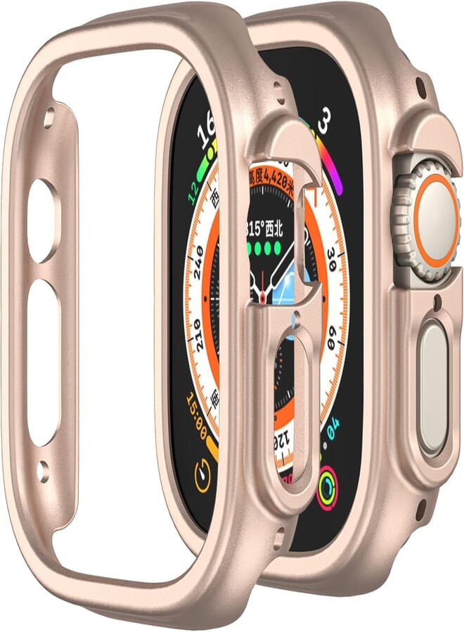 Next store Compatible with i watch Ultra 49mm Hard PC Case Shockproof All-Around Shockproof Hard PC Bumper Protective Cover (Rose Gold)