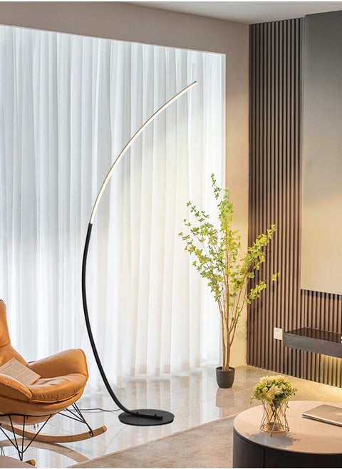 Floor Lamp for Living Room, Modern Arc Floor Lamp With Adjustable Color Temperature,18W LED Arch Standing Floor Lamp with Foot Switch Black 32x32x165 centimeter