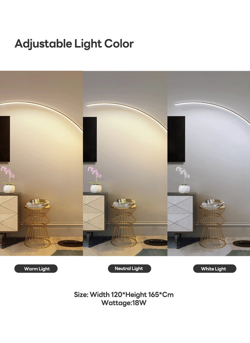 Sharpdo - Floor Lamp for Living Room, Modern Arc Floor Lamp With Adjustable Color Temperature,18W LED Arch Standing Floor Lamp with Foot Switch Black 32x32x165 centimeter - Image 1