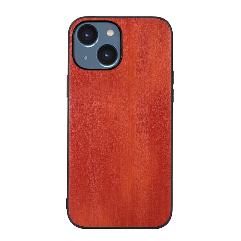 BURAQ Case Cover For iPhone 14 Yellow Cow Texture PU Phone Case (Brown) - Image 1
