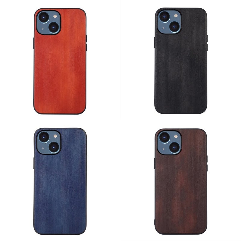 BURAQ Case Cover For iPhone 14 Yellow Cow Texture PU Phone Case (Brown) - Image 3