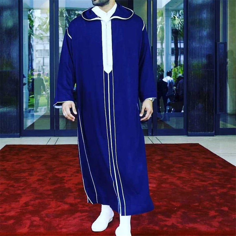 Men's Striped Hooded Kaftan Robe - Image 4