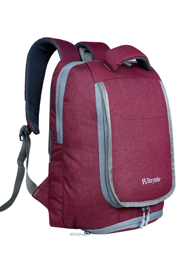 STORYTELLER Troop Premium Laptop Backpack with S-type Shoulder Strap and USB port 20" Wine Red - Image 3
