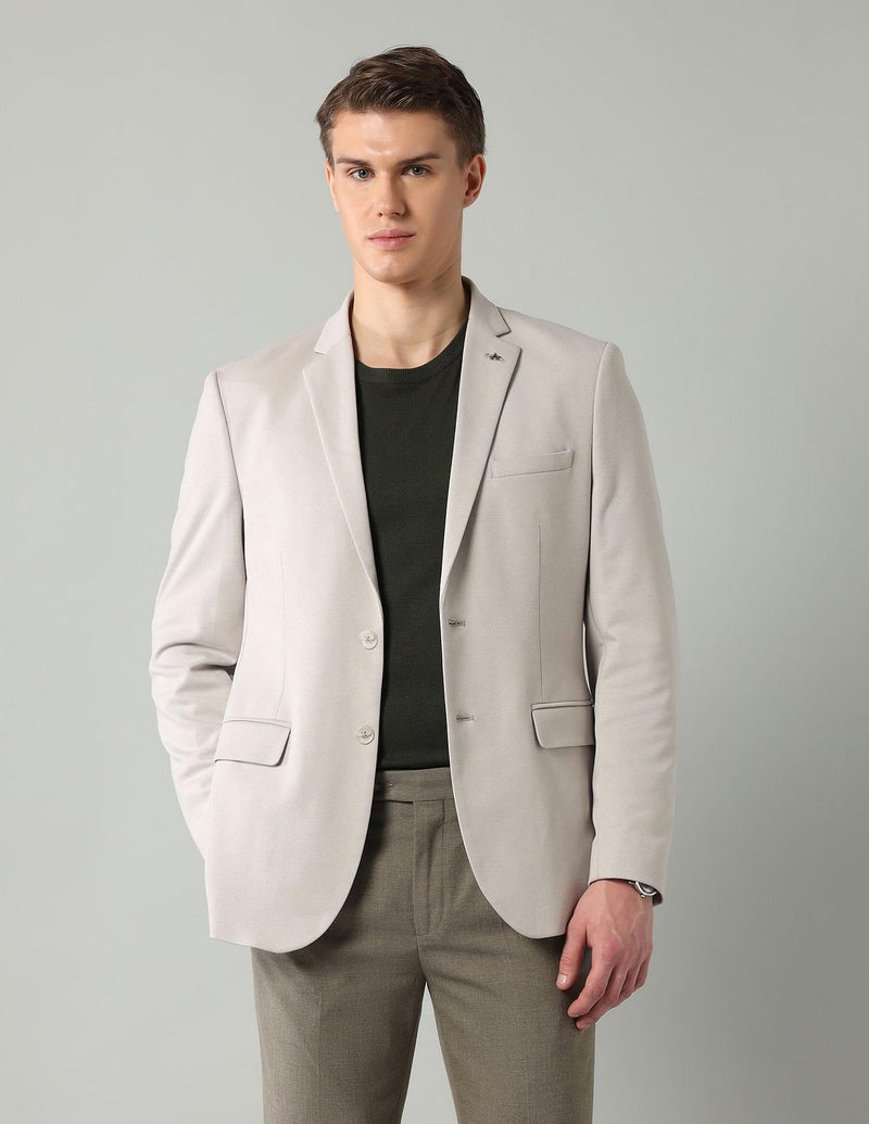 Arrow Knitted Blazer for Men - Long Sleeves with Buttoned Cuffs, Double Button Closure Mens Casual Blazer - 42, Beige - Image 4