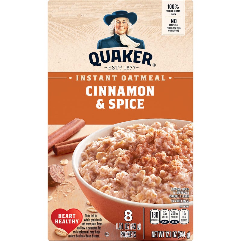 Quaker Instant Oatmeal, Cinnamon & Spice, 1.51oz Packets (8 Pack) - Image 2