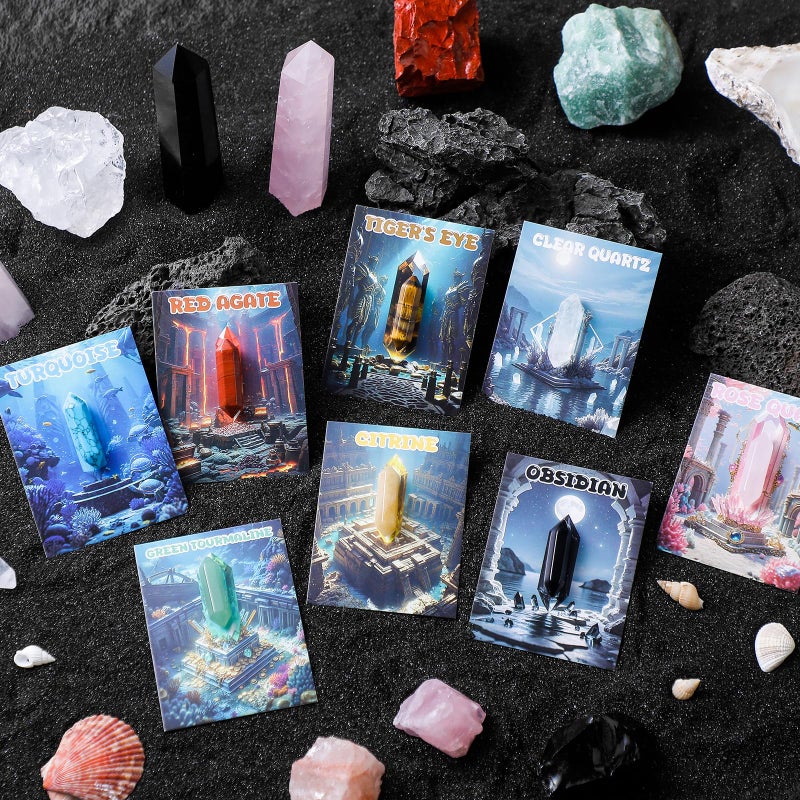 Funewest Valentines Day Cards For Kids With Crystals  24Pack Atlantis-Inspired Themed Cards And Healing Gemstones  Perfect Valentines Gifts Exchange For Boys Girls Toddlers Class Classroom School Party Favor - Image 4