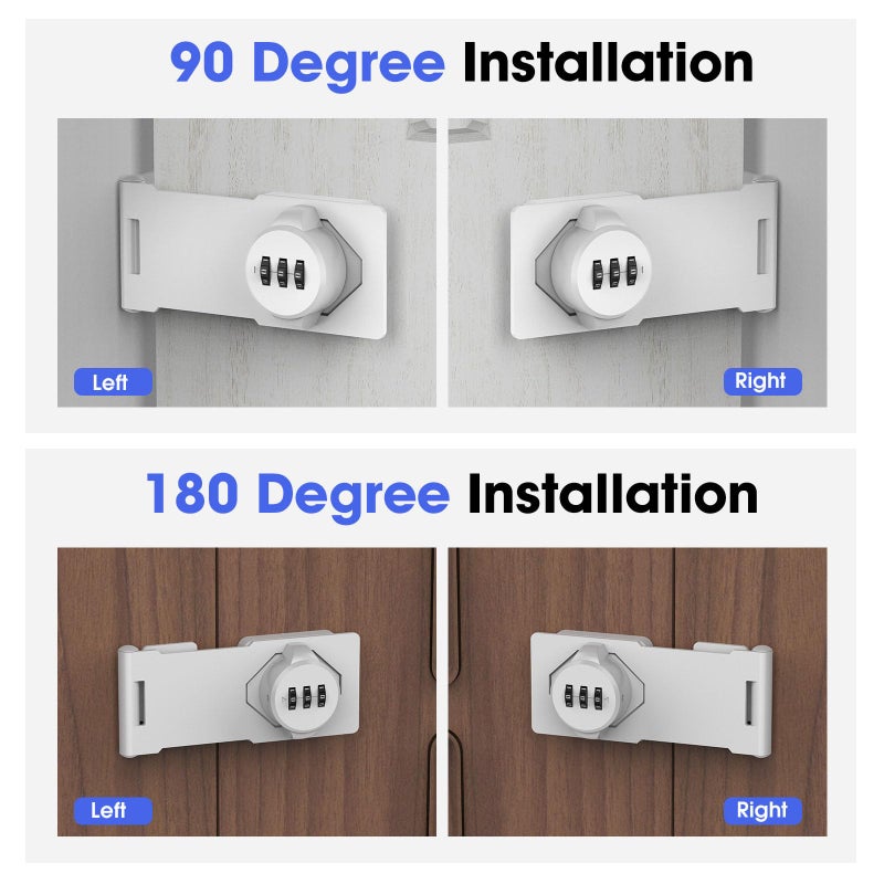 YogePote Mechanical Password Rotary Hasp Locks  Cabinet Locks With Combination  Door Security Gate Locks For Small Doors  Cabinets  Barn Door  Bathroom  Outdoor  Closet  Fence (White) - Image 4