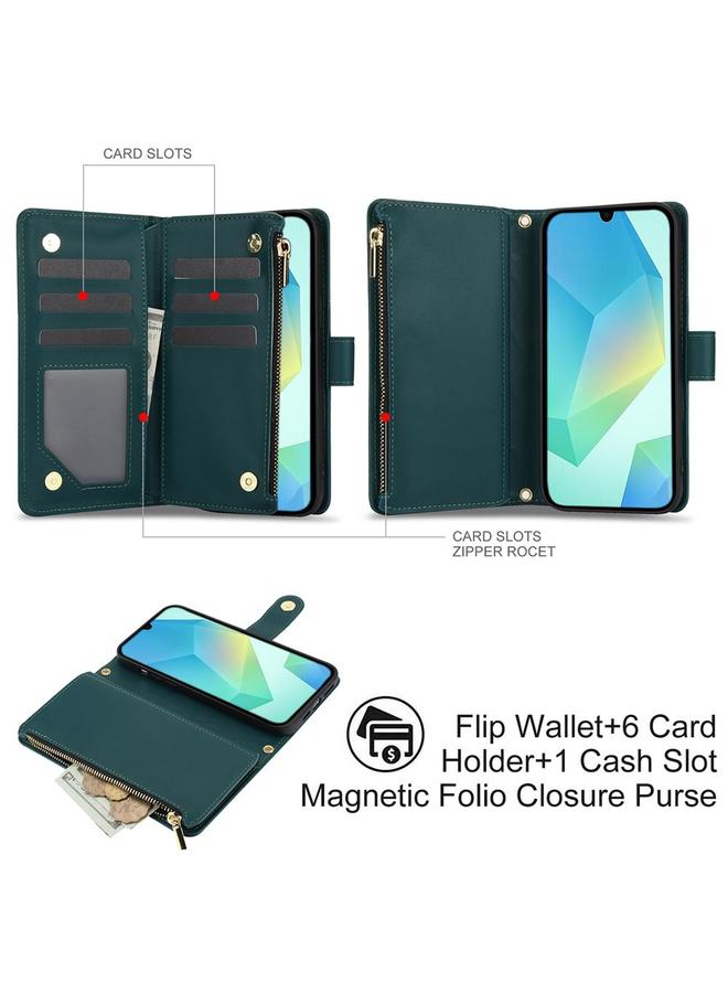 S-TOP Case For Samsung Galaxy A26 5G YM016 Rhombic Zipper Card Wallet Leather Phone Case with Lanyard - Image 2