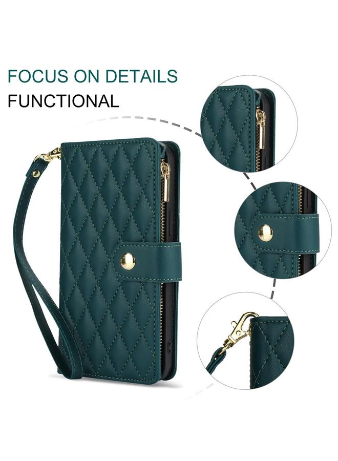 S-TOP Case For Samsung Galaxy A26 5G YM016 Rhombic Zipper Card Wallet Leather Phone Case with Lanyard - Image 5