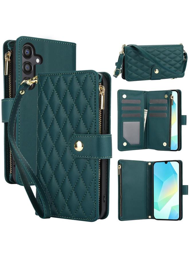 S-TOP Case For Samsung Galaxy A26 5G YM016 Rhombic Zipper Card Wallet Leather Phone Case with Lanyard - Image 1