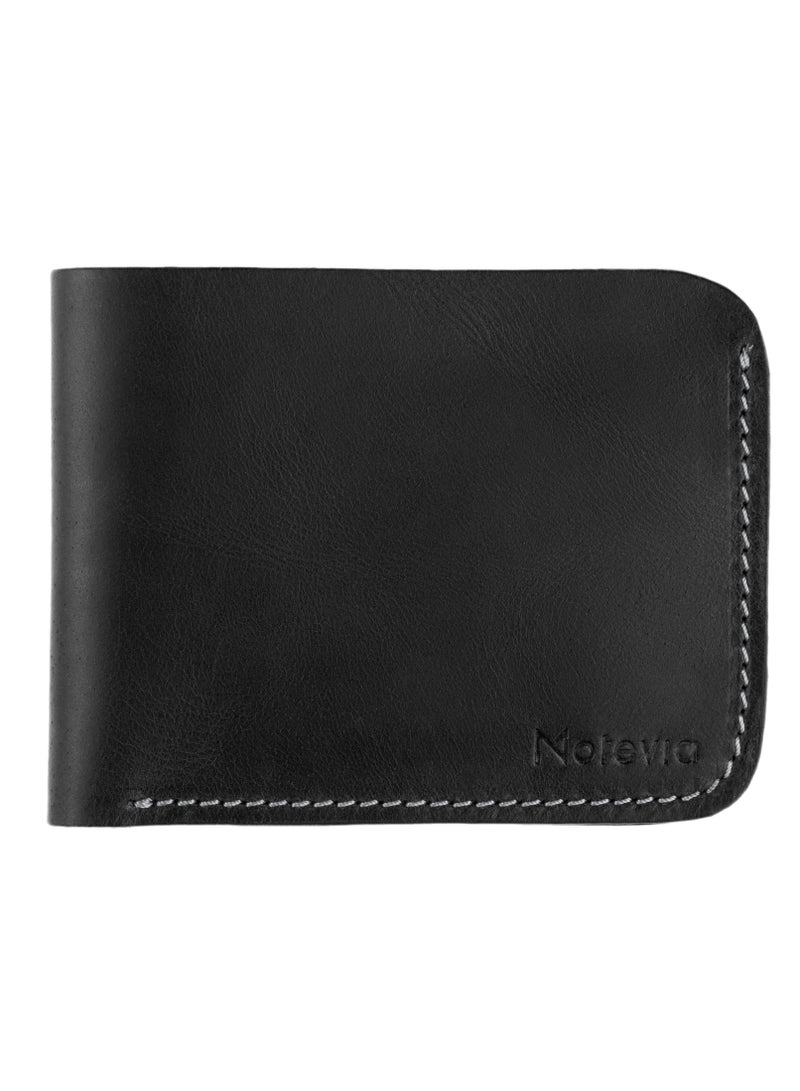 محفظة  جلد طبيعي للرجال حافظة محفظة رفيعة مع جيب للنقود و4 فتحات للبطاقات لـ 8 فتحات للبطاقات (اسود) - Image 2