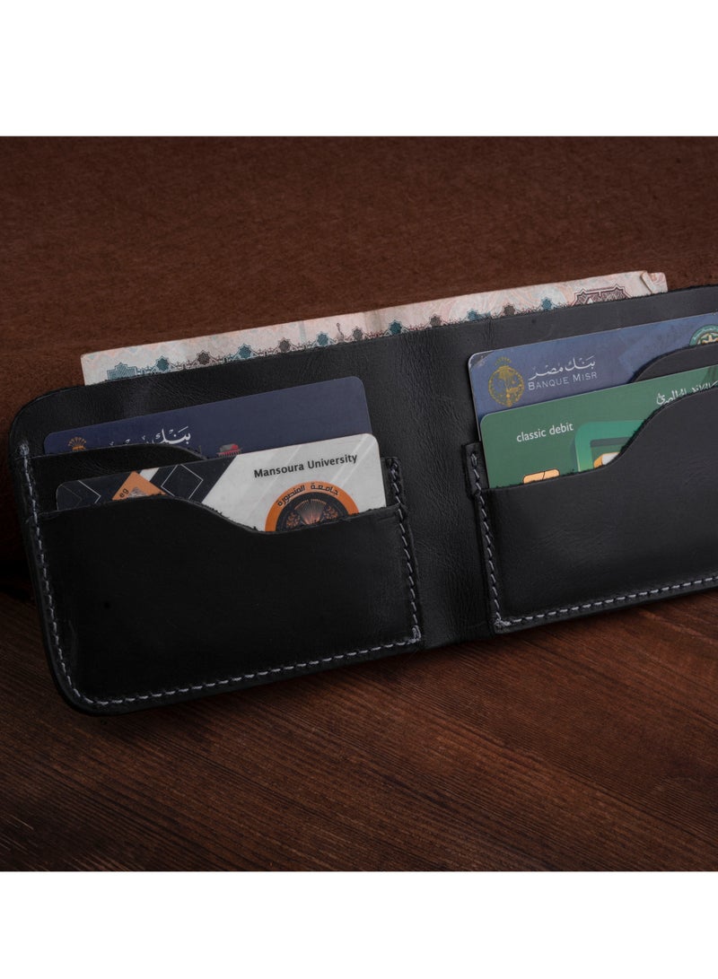 محفظة  جلد طبيعي للرجال حافظة محفظة رفيعة مع جيب للنقود و4 فتحات للبطاقات لـ 8 فتحات للبطاقات (اسود) - Image 3