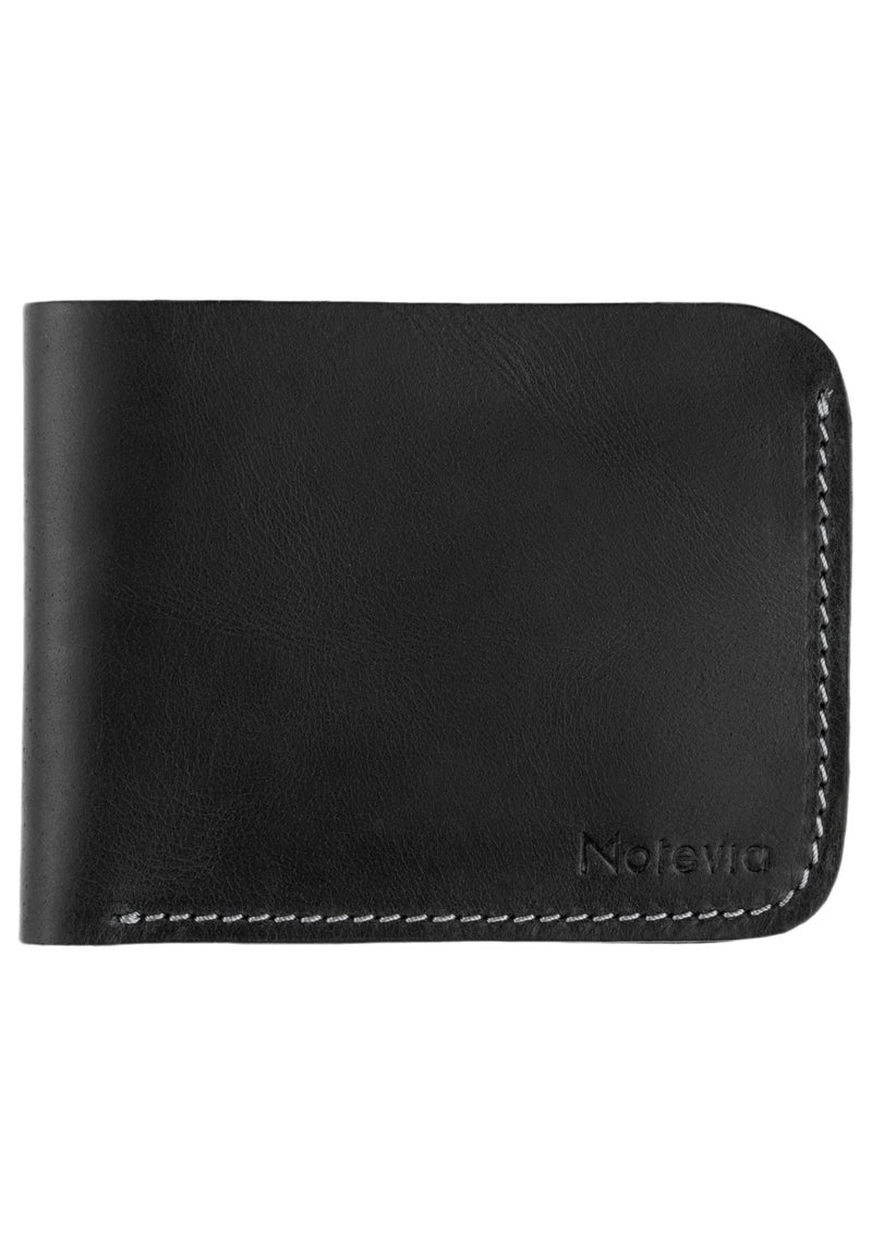 محفظة  جلد طبيعي للرجال حافظة محفظة رفيعة مع جيب للنقود و4 فتحات للبطاقات لـ 8 فتحات للبطاقات (اسود) - Image 1