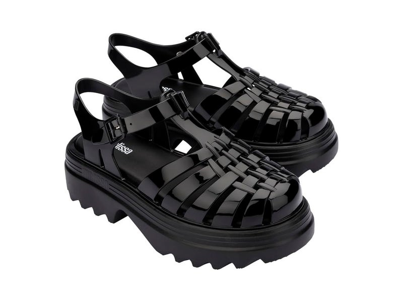 Melissa Possession Platform II Jelly Sandals for Women â€“ Classic Fisherman-Style Chunky Platform with Adjustable Ankle Strap, Lightweight EVA Sole, and Non-Slip Traction, Black, 8 - Image 1