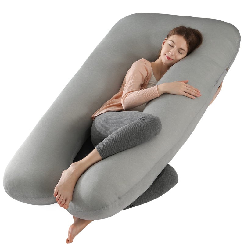 Amagoing Cooling Pregnancy Pillow for Sleeping 55 inch U Shaped Full Body Maternity Pillow Support for Back Hip Belly Legs for Pregnant Women Removable Cooling Cover Pregnant Women Must Have