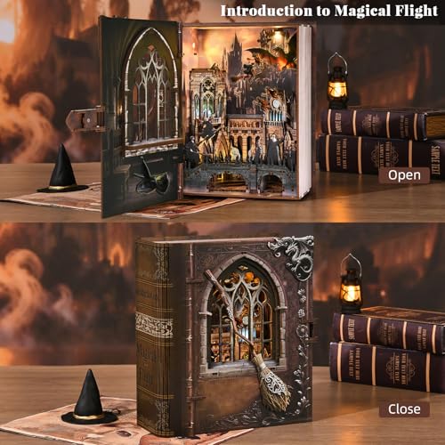 MiniCity Book Nook Kit DIY Miniature House Kit for Adults Teens and Beginners Dollhouse Booknook Library Tiny House Bookshelf Decor Introduction to Magical Flight - Image 5