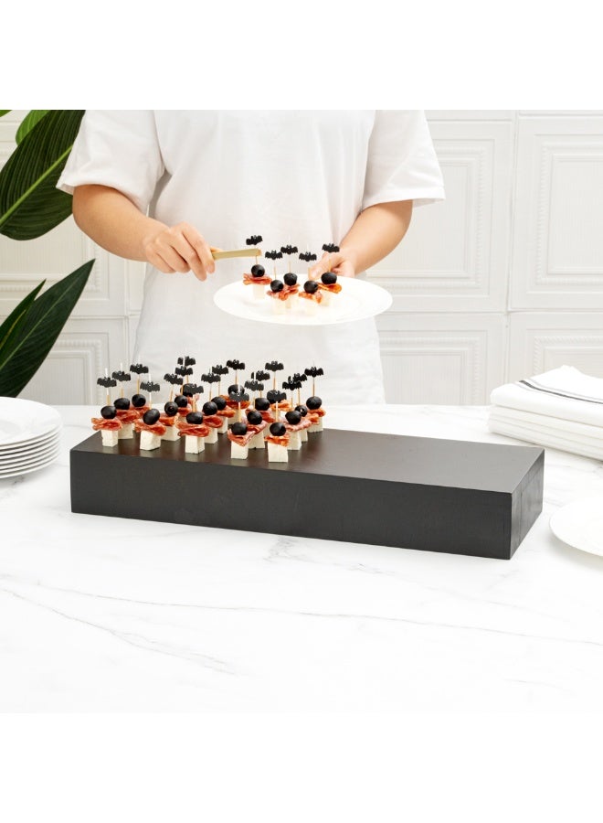 Restaurantware 20.5 x 7 x 3.25 Inch Display Riser, 1 Rectangle Wood Bakery Display - Short Riser, For Retail, Catering, or Buffets, Black Bamboo Food Display Riser, Showcase Cupcakes, or Candy  - Image 5