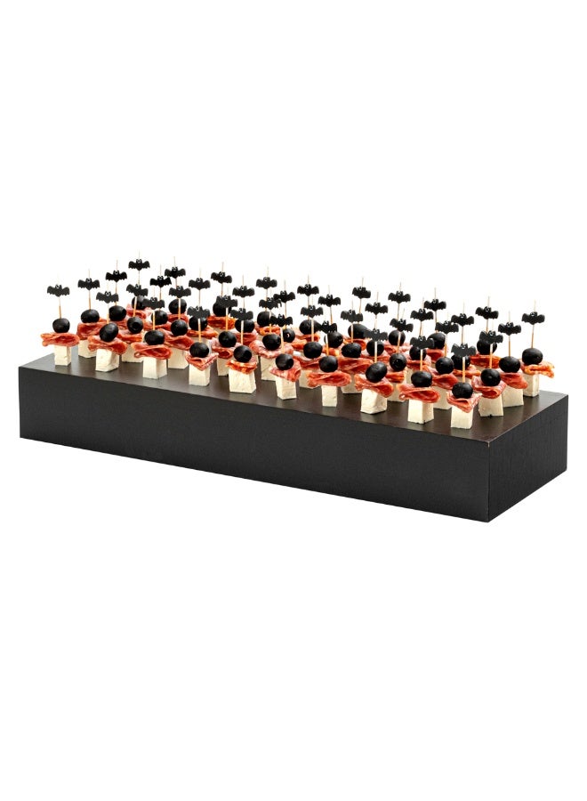 Restaurantware 20.5 x 7 x 3.25 Inch Display Riser, 1 Rectangle Wood Bakery Display - Short Riser, For Retail, Catering, or Buffets, Black Bamboo Food Display Riser, Showcase Cupcakes, or Candy  - Image 2