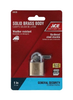 Weather Resistant Hardened Steel Shackle Solid Brass Padlock Gold and Silver 1 Inch 88/25