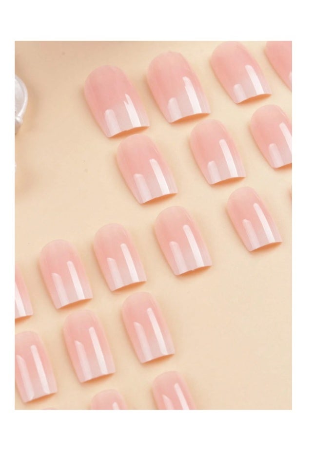 24pcs Short Square Nail Stickers Set, Minimalist False Nails - Image 3