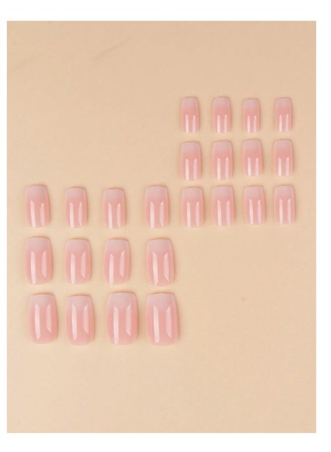 24pcs Short Square Nail Stickers Set, Minimalist False Nails - Image 4