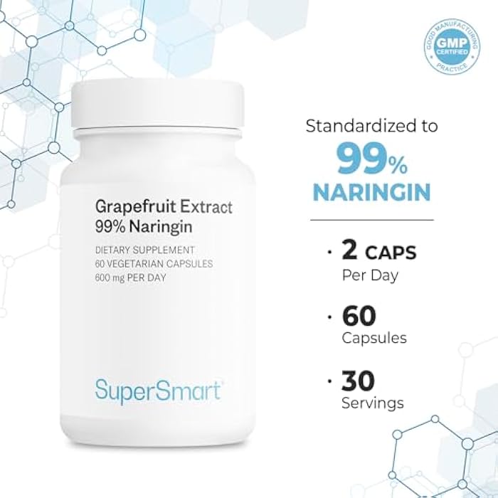 Supersmart - Grapefruit Extract 600mg per Day (99% Naringin) - High Potency GSE Supplement | Non-GMO & Gluten Free - 60 Vegetarian Capsules - Image 5