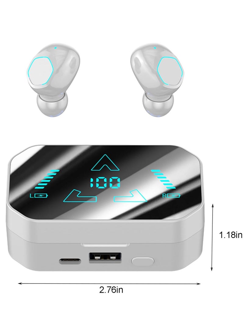 Bluetooth Earbuds - Wireless Earbuds with 95 Hours Battery Life, Sports Earbuds, Earphones Digital Display Charging Case, IPX4 Waterproof with Flashlight, Earphones Bluetooth Headset (White) - Image 2