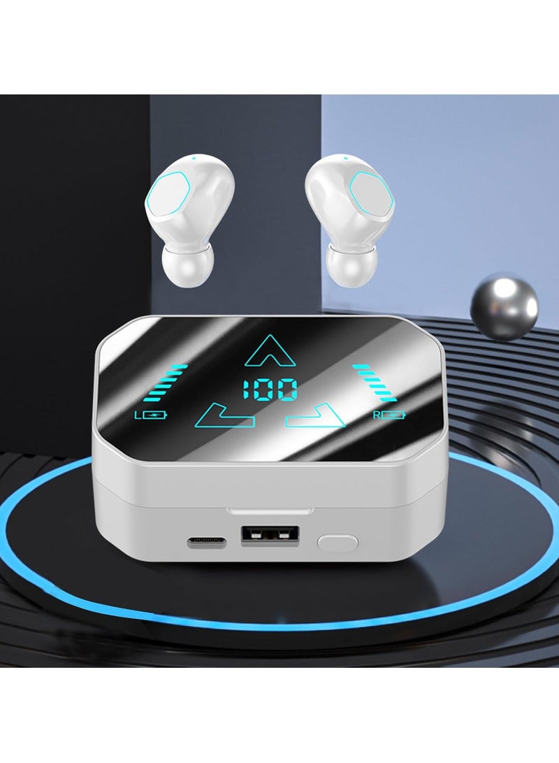 Bluetooth Earbuds - Wireless Earbuds with 95 Hours Battery Life, Sports Earbuds, Earphones Digital Display Charging Case, IPX4 Waterproof with Flashlight, Earphones Bluetooth Headset (White) - Image 1