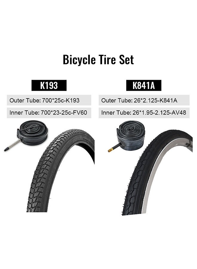 Generic - Bike Tires Set for 700C/26 Inch Mountain Bikes or City Bikes Road Bikes Mixed Rubber Bicycle Tires - Image 1