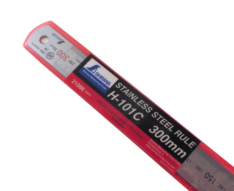 Shinwa H101-C 300 mm Rigid "Zero Glare" Metric Machinist Ruler/Rule Scale .5 mm & mm Markings - Image 4